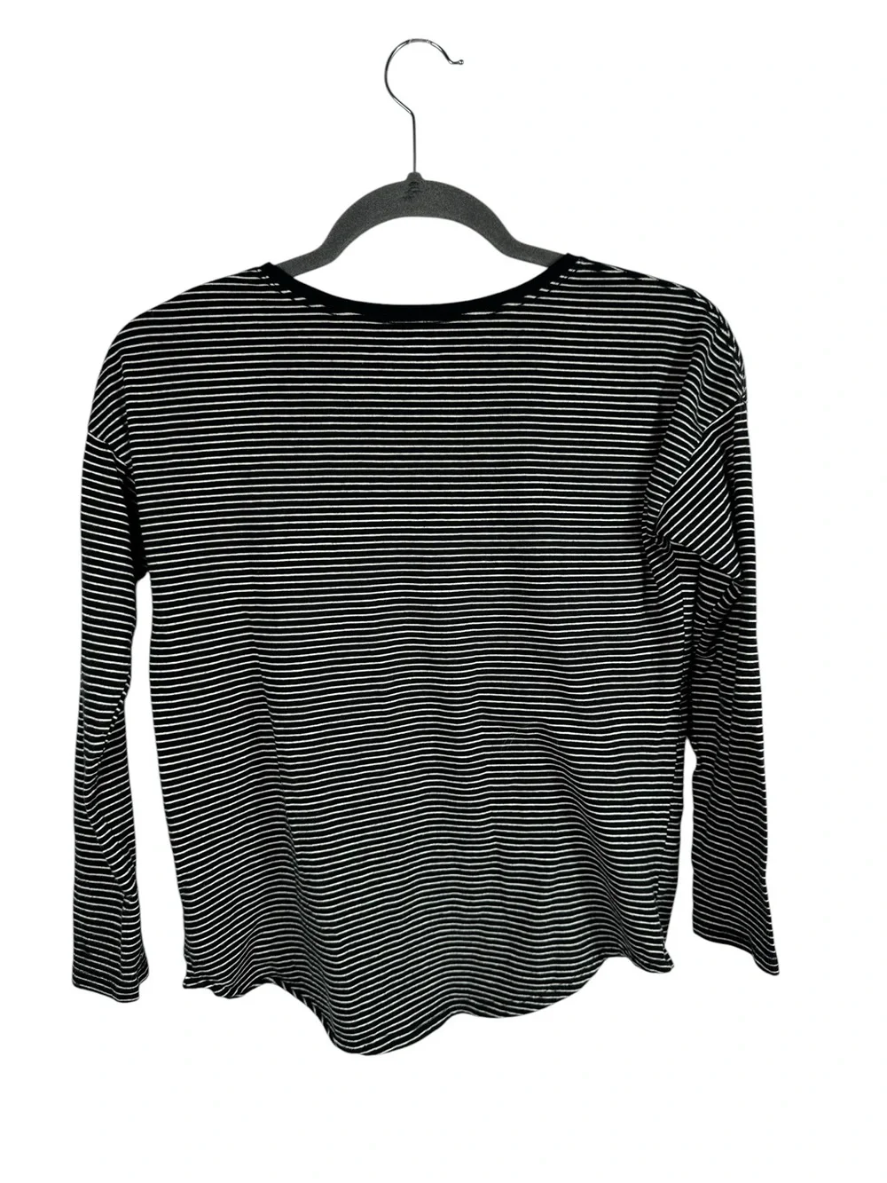 Old Navy Striped Long Sleeve Tee Black White‎ Crewneck Shirt Girls Large 10-12